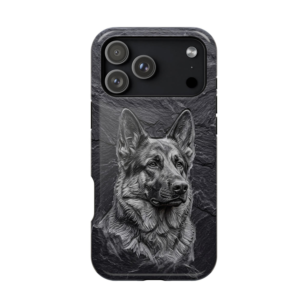 German Shepherd Phone Case | Carved Stone Art — Tough Magnetic Case with Wireless Charging