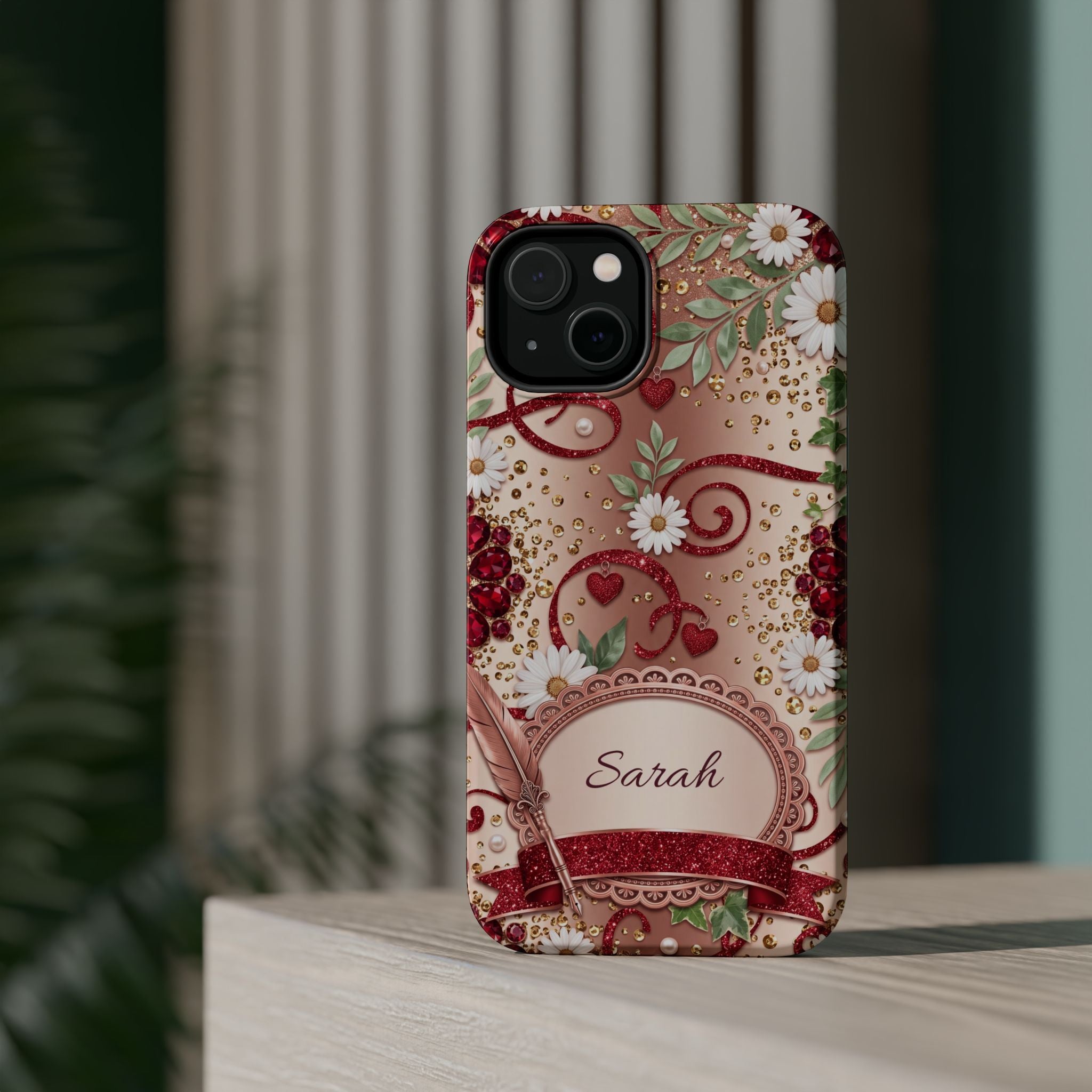 Personalized Vintage Floral Teacher Phone Case — Wireless Charging Cover
