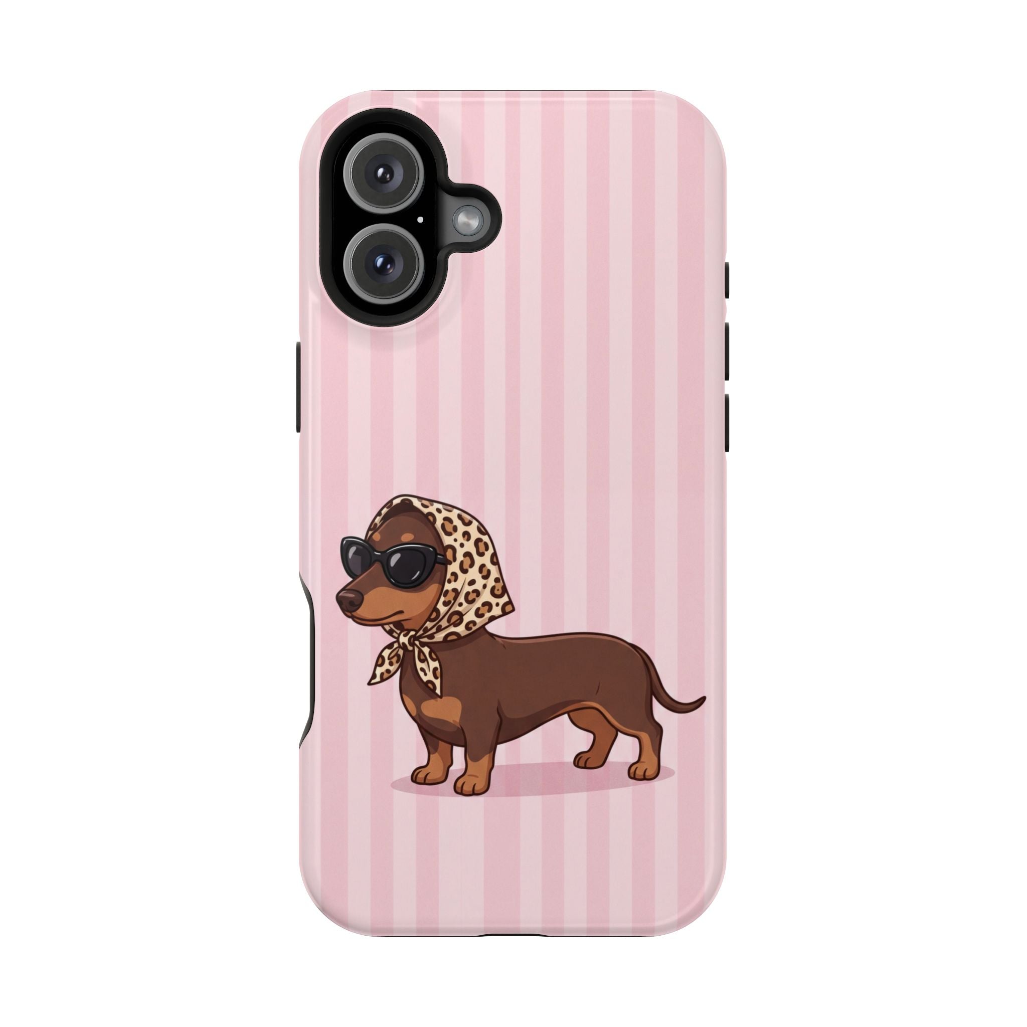 Preppy Dachshund Phone Case — Impact-Resistant Wireless Charging Cover