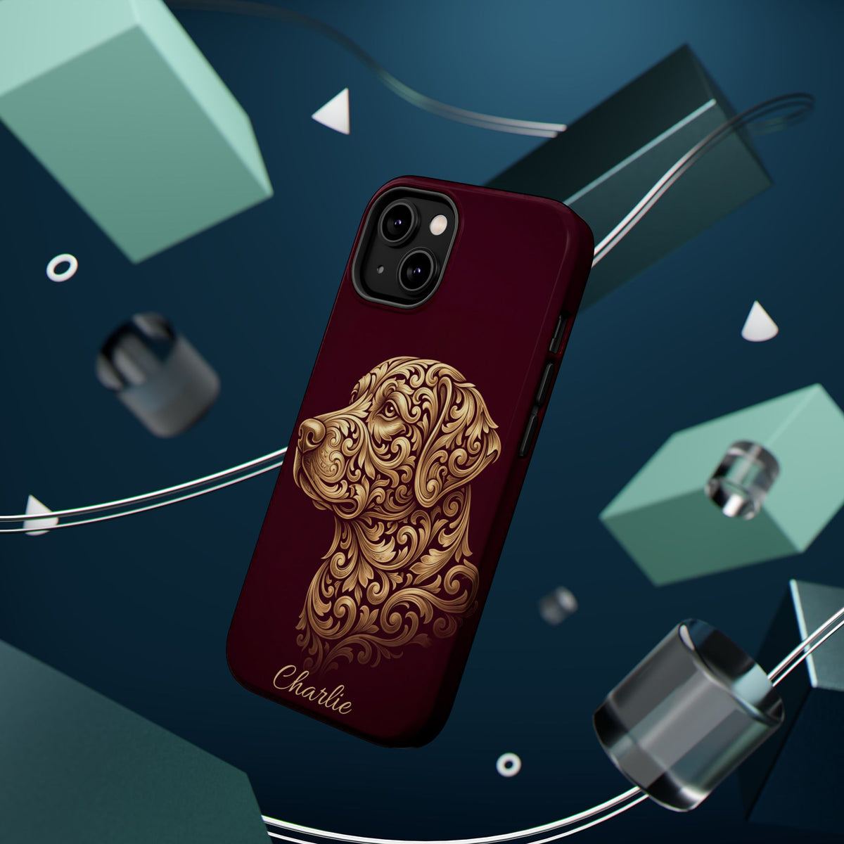 Personalized Gold Filigree Labrador Phone Case — Tough Magnetic Case with Wireless Charging