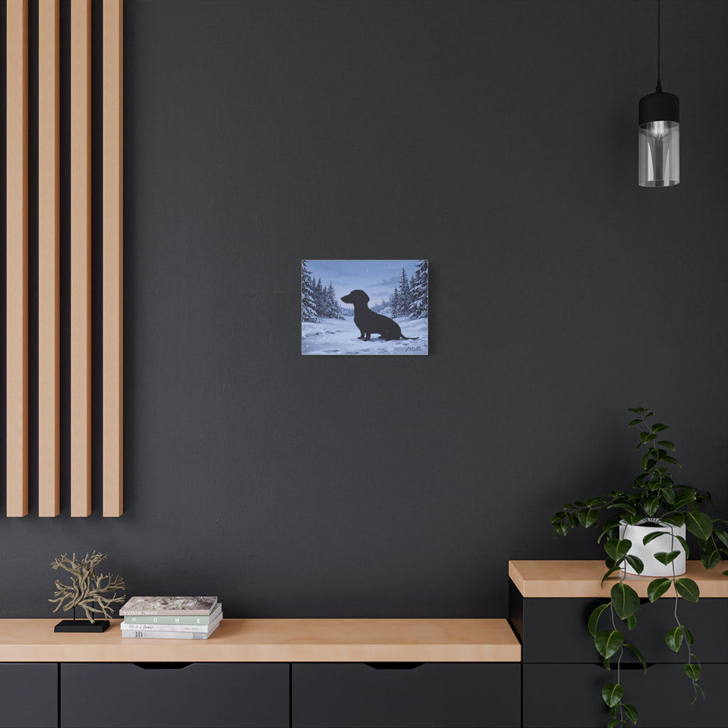 Personalized Dachshund Snow Scene Canvas — Stretched Matte Wall Art