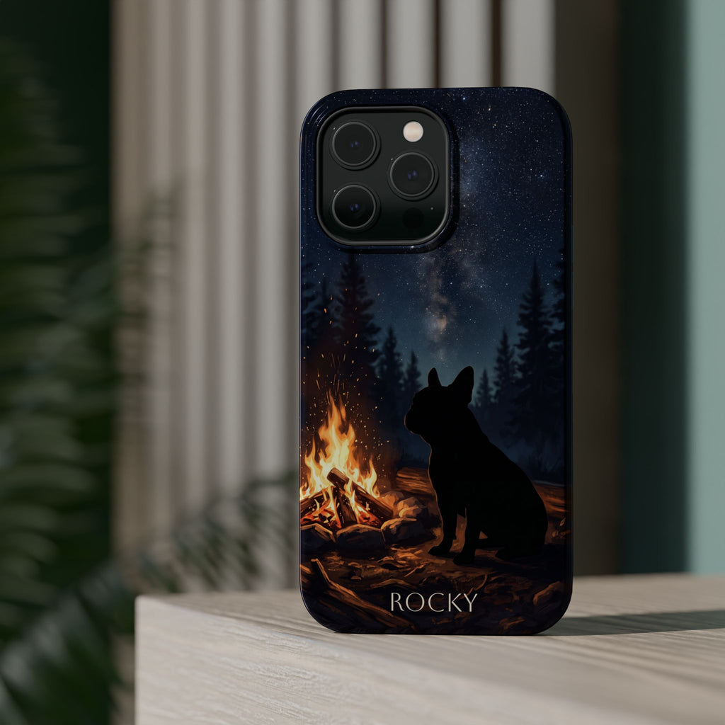 Personalized French Bulldog Campfire Phone Case — Wireless Charging Cover