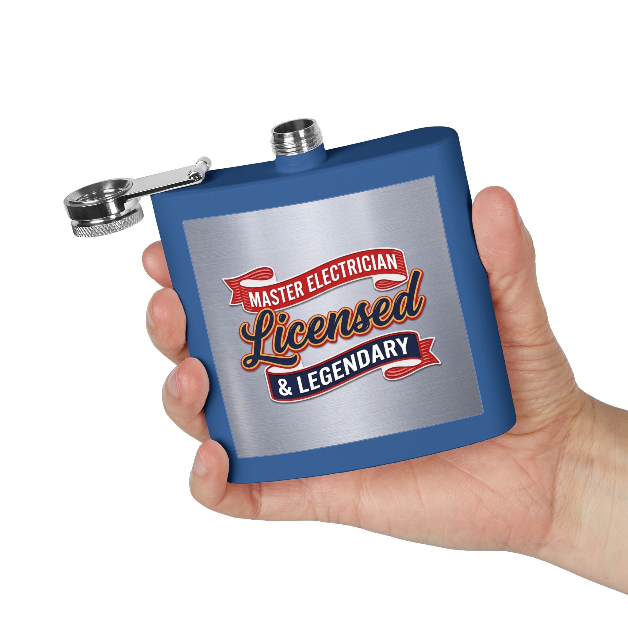 Flask — "Master Electrician: Licensed & Legendary" (Crest Edition) 6oz Stainless Steel Hip Flask