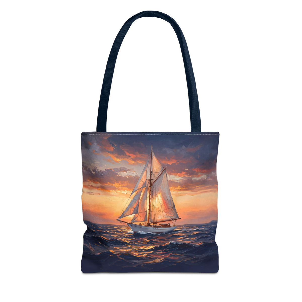 Sailboat Sunset Tote Bag | Painterly Sailing Art Tote for Boat Owners & Sailors