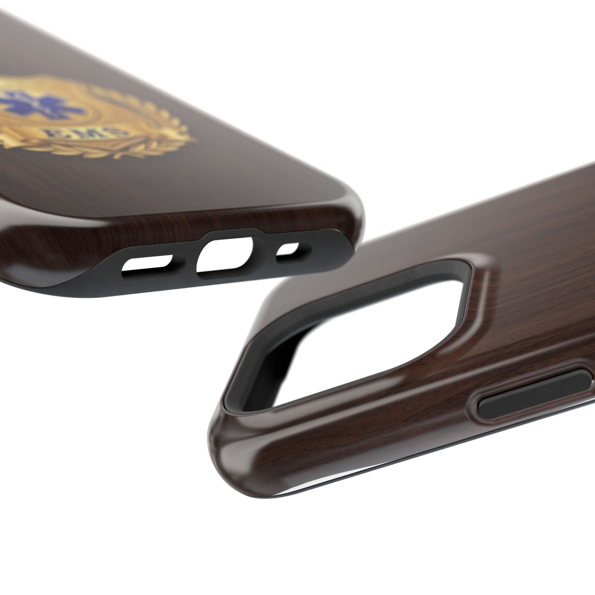 Gold EMS Laurel Badge Wood Phone Case — Magnetic Wireless Charging Cover