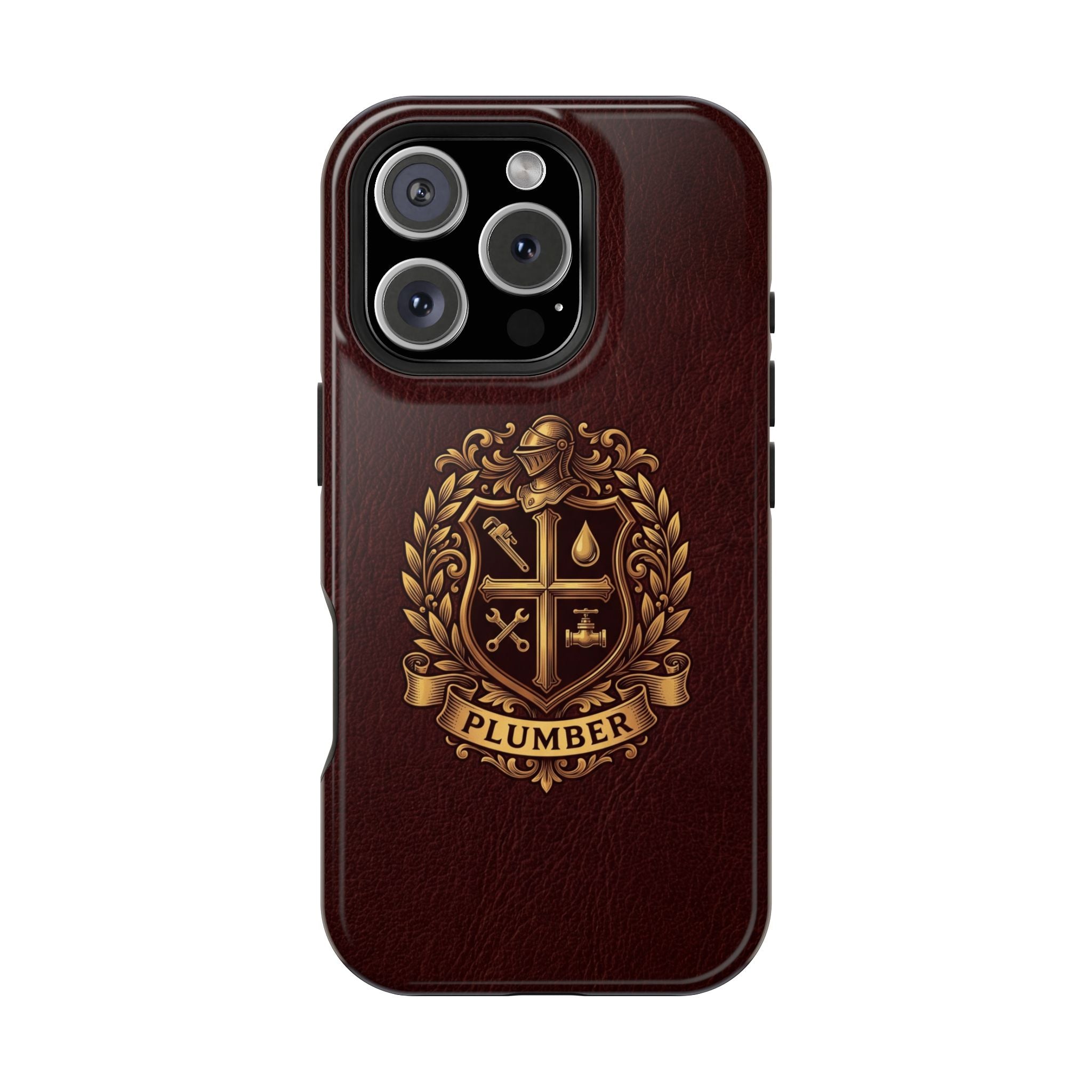 Plumber Crest Phone Case — Heraldic Shield Design Wireless Charging Cover