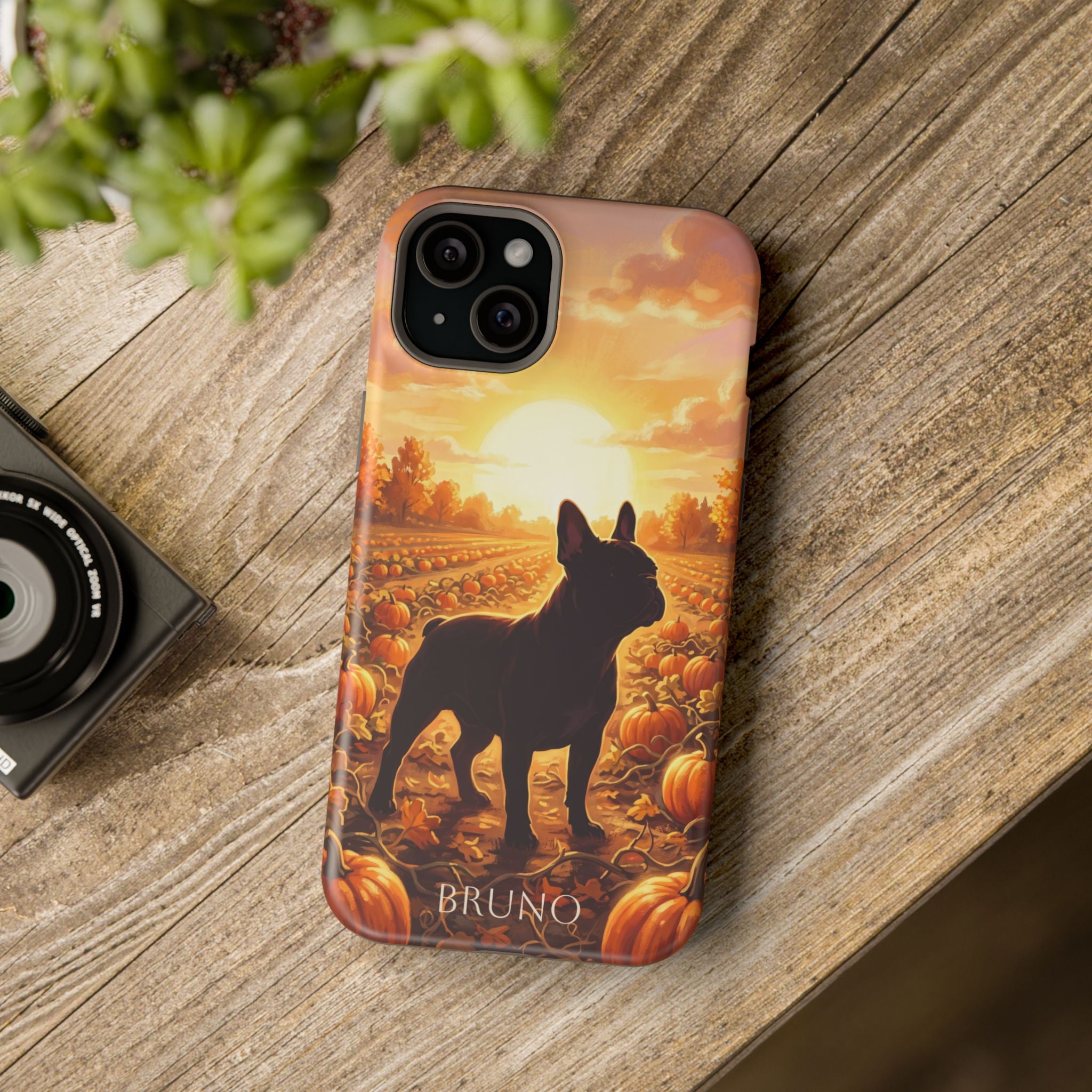 Personalized French Bulldog Pumpkin Patch Phone Case — Wireless Charging Cover