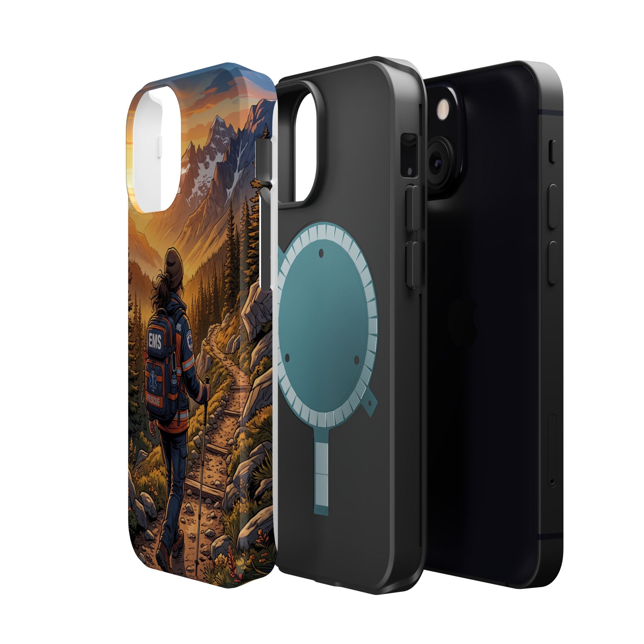 Paramedic/EMT Mountain Phone Case — Magnetic Wireless Charging Cover