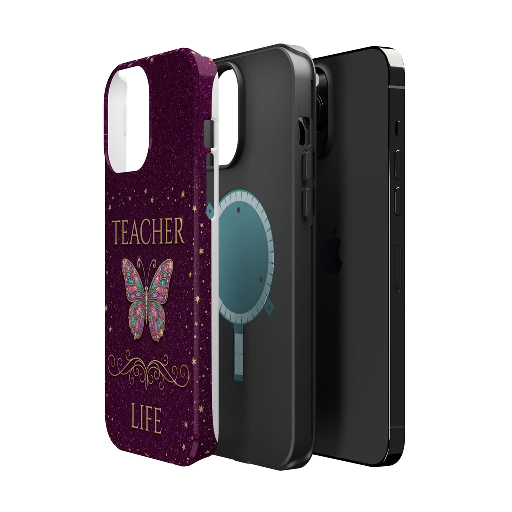 Teacher Life Glitter Butterfly Phone Case — Wireless Charging Cover