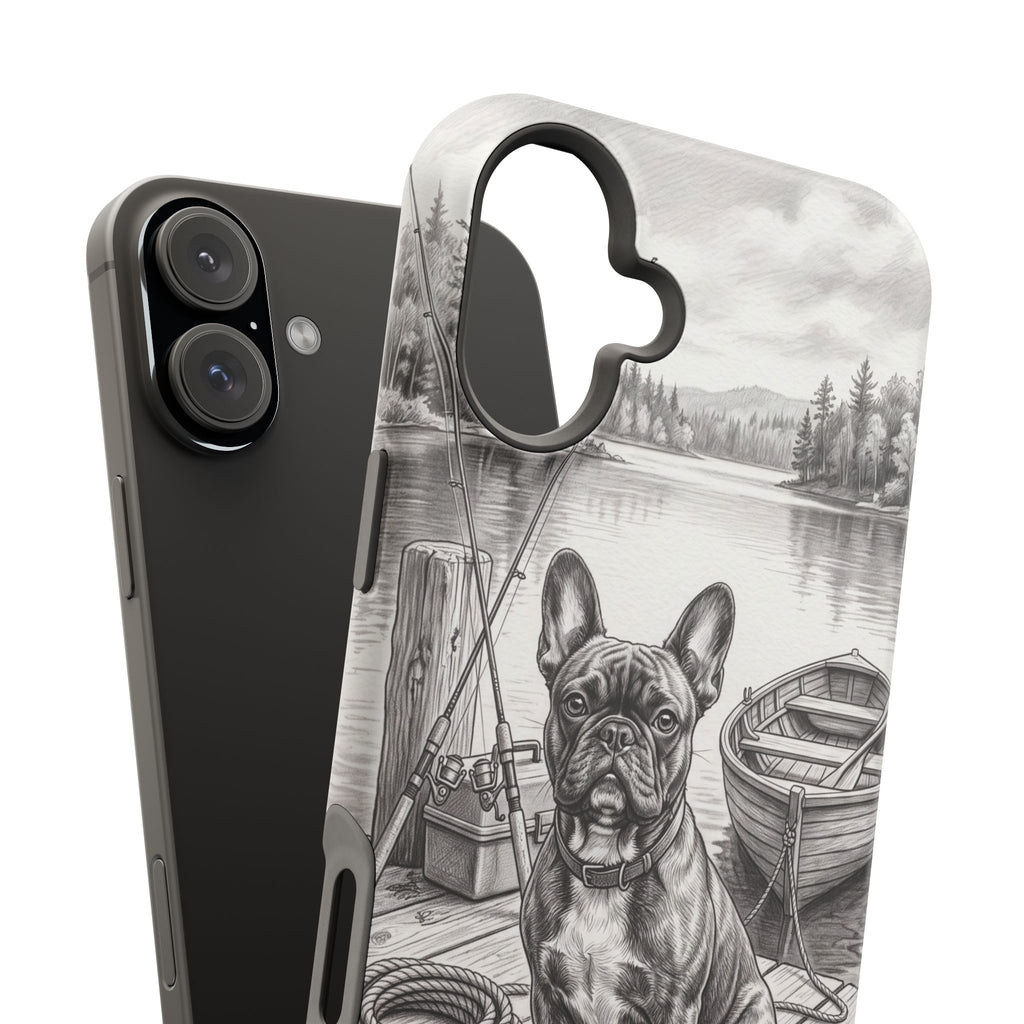 Personalized French Bulldog Lakeside Dock Phone Case — Wireless Charging Cover