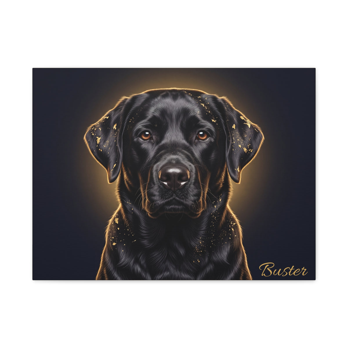 Black Labrador Personalized Canvas | Golden Glow Wall Art