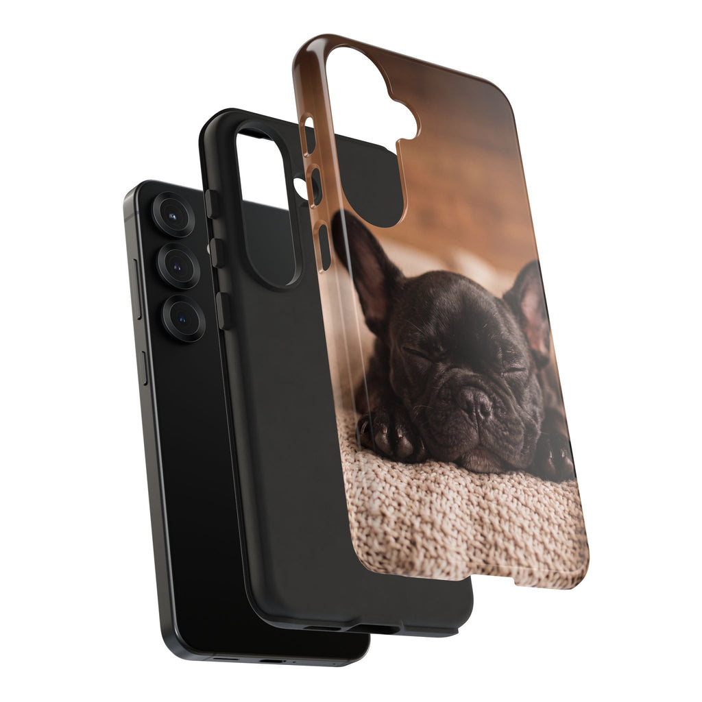 Sleeping French Bulldog Phone Case | Cozy Frenchie Resting on Blanket | iPhone & Samsung