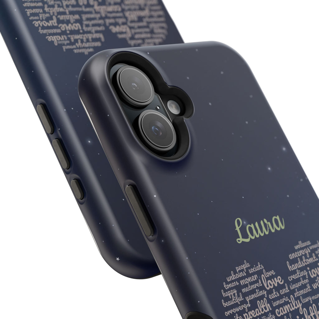 Personalized Teacher Heart Word Art Phone Case — Navy Wireless Charging Cover