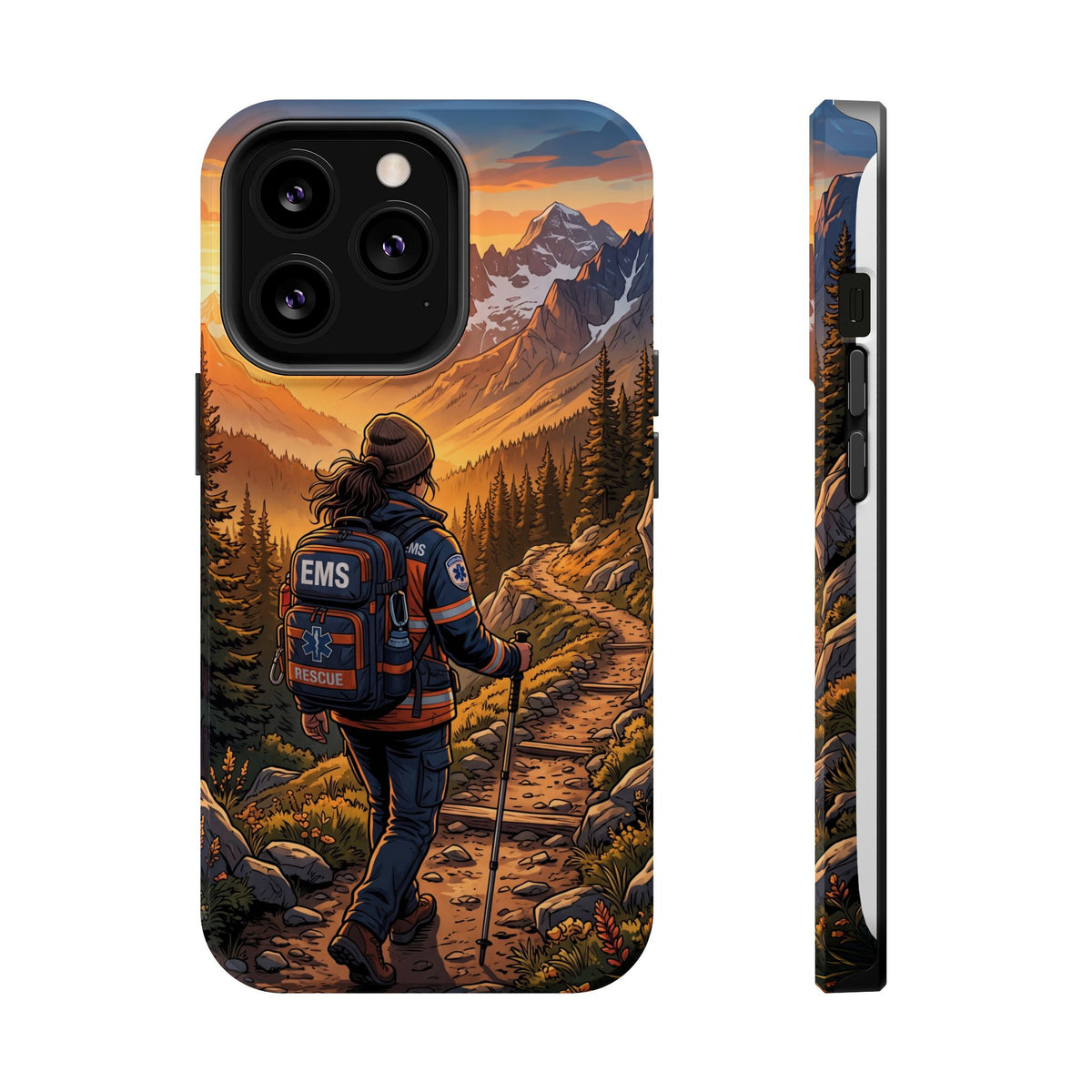 Paramedic/EMT Mountain Phone Case — Magnetic Wireless Charging Cover