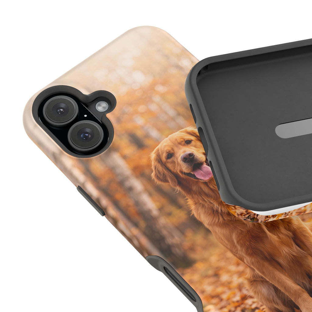 Autumn Golden Retriever Phone Case — Impact-Resistant Wireless Charging Cover