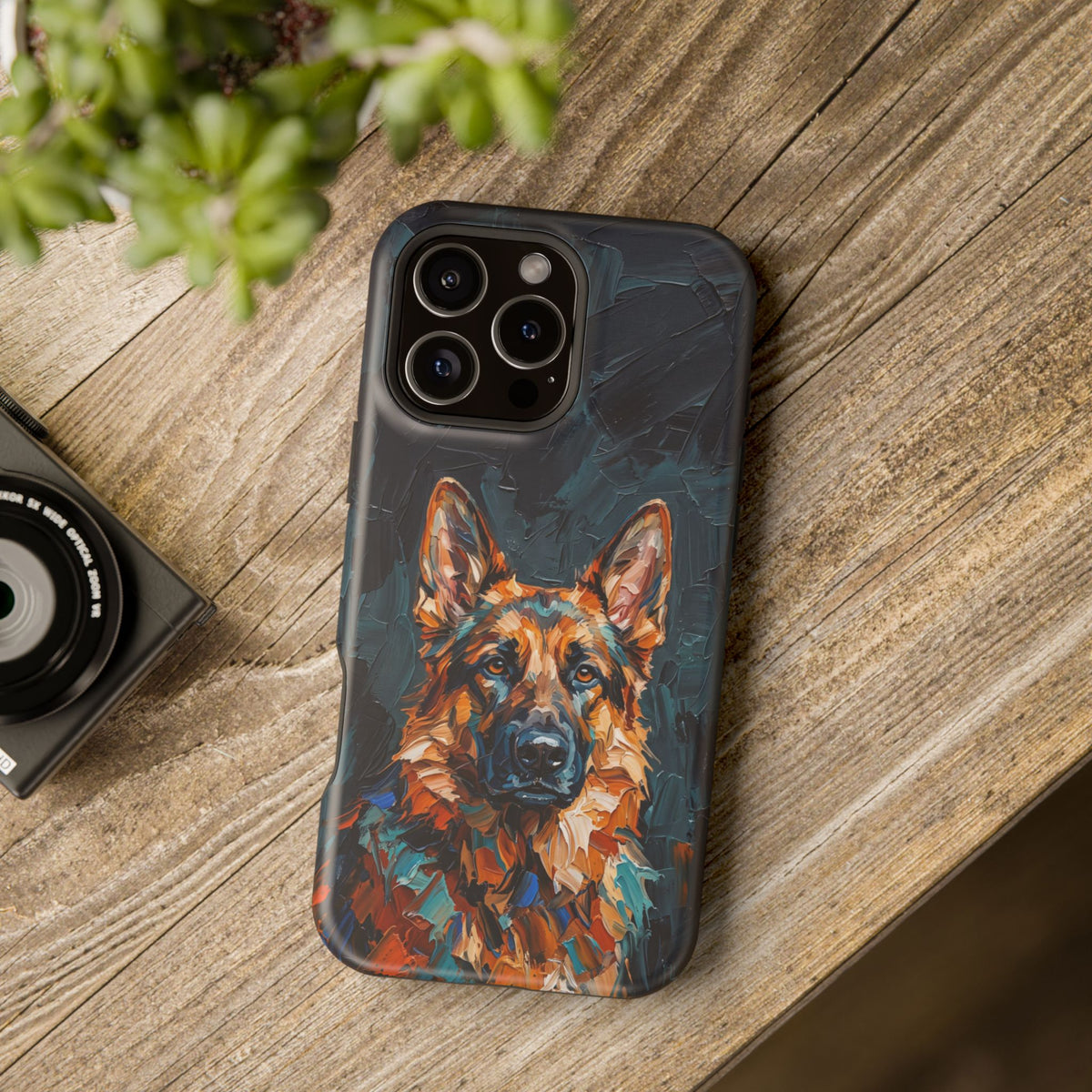 German Shepherd Phone Case | Palette Knife Painting Art — Tough Magnetic Case with Wireless Charging