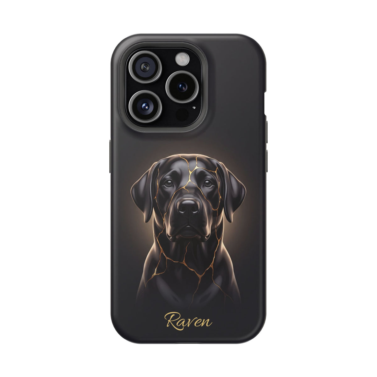 Personalized Obsidian Kintsugi Labrador Phone Case — Tough Magnetic Case with Wireless Charging