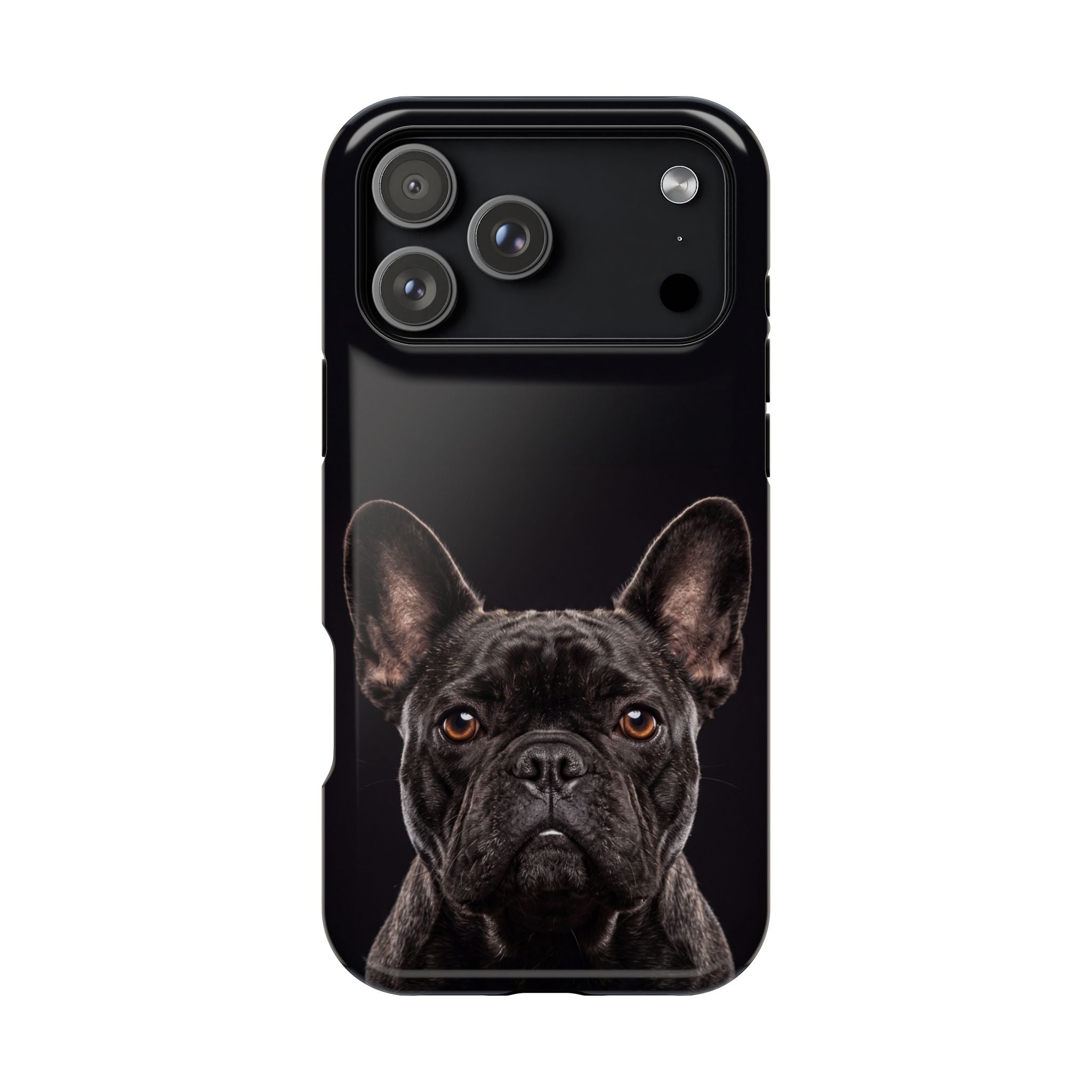 Black French Bulldog Phone Case — Impact-Resistant Wireless Charging Cover