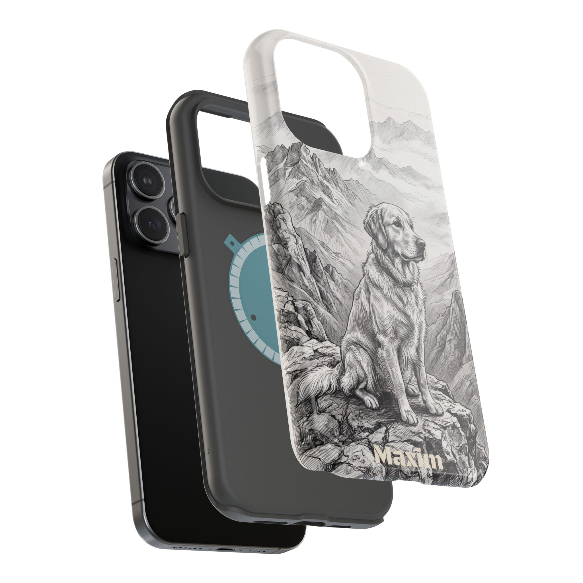 Personalized Golden Retriever Mountain Peak Phone Case — Wireless Charging Cover