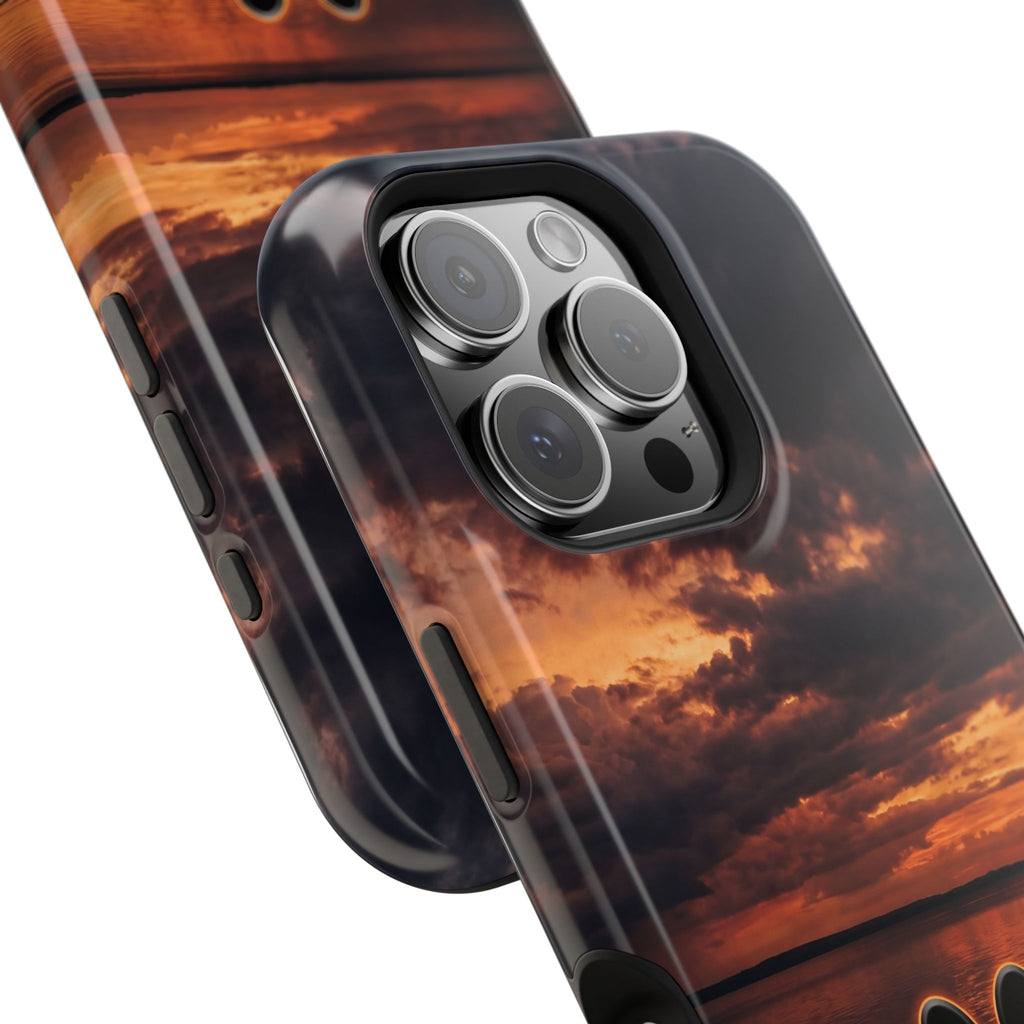 Sunset Paw Print Phone Case — Impact-Resistant Wireless Charging Cover