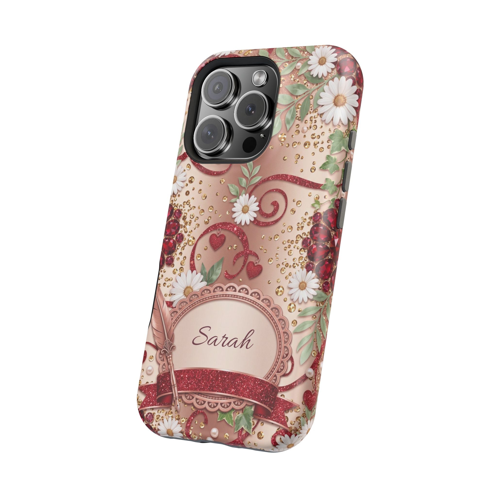 Personalized Vintage Floral Teacher Phone Case — Wireless Charging Cover