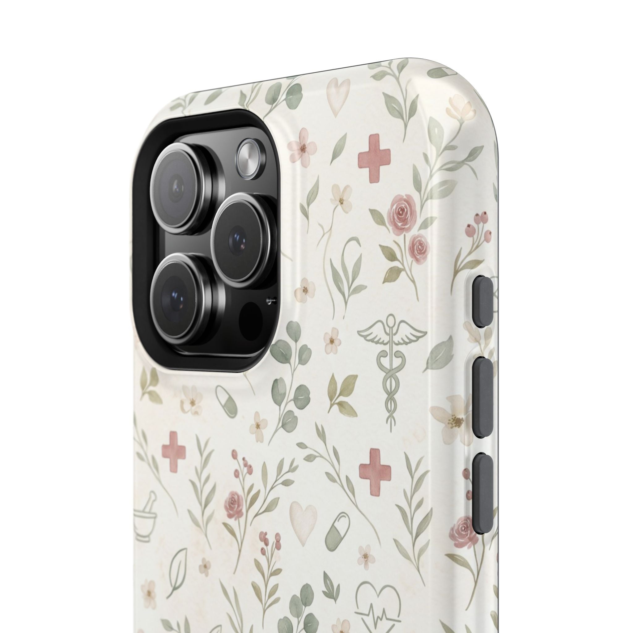 Floral Nurse Phone Case — Impact-Resistant Wireless Charging Cover