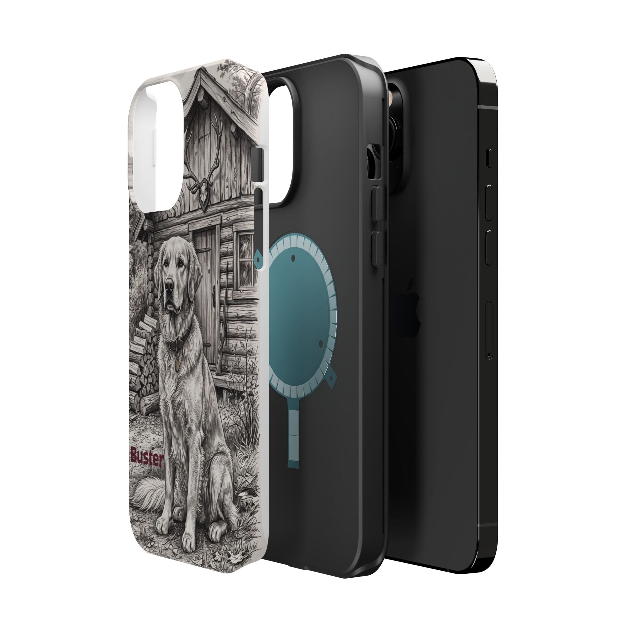 Personalized Golden Retriever Cabin Porch Phone Case — Wireless Charging Cover