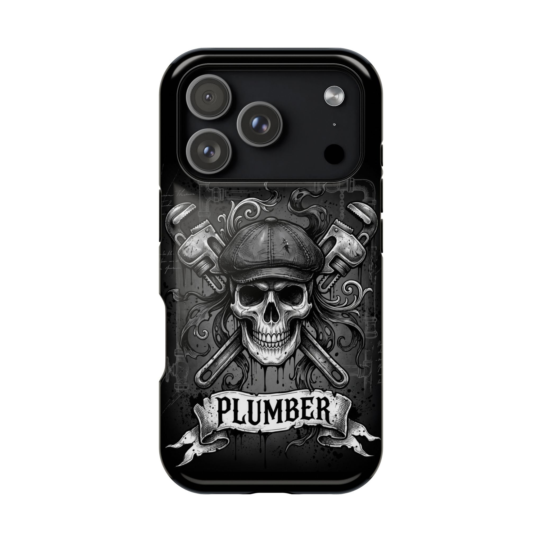 Skull & Wrenches Plumber Phone Case — Wireless Charging Cover