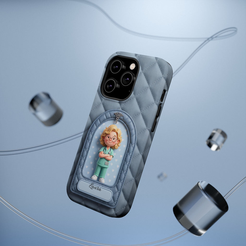 Personalized Quilted Nurse Phone Case — Wireless Charging Cover