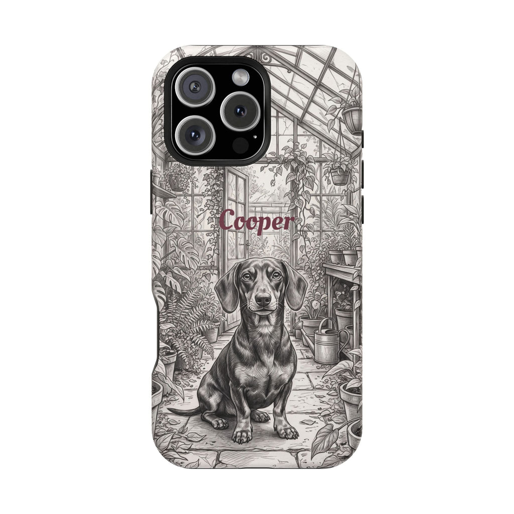 Personalized Dachshund Vintage Greenhouse Phone Case — Wireless Charging Cover