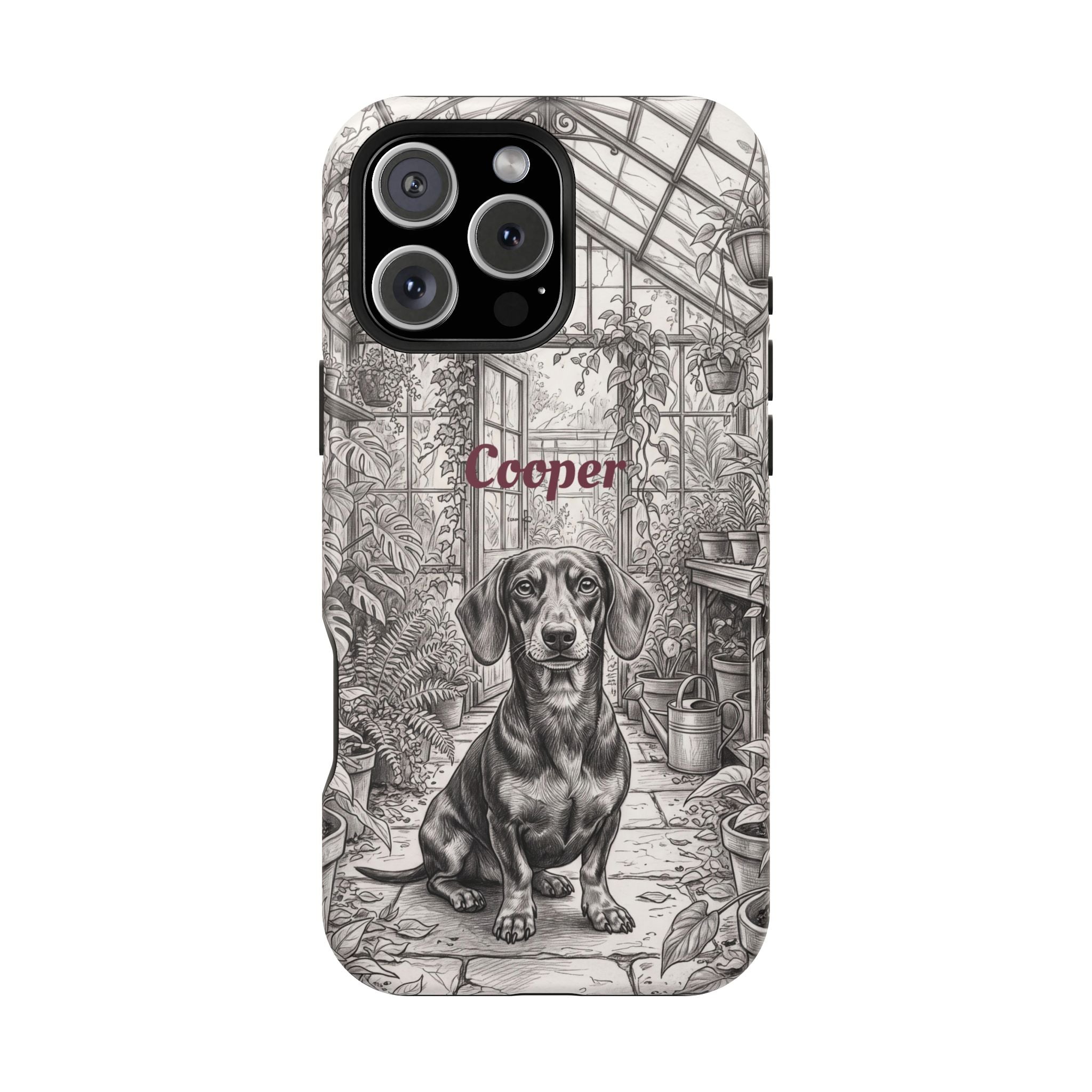 Personalized Dachshund Vintage Greenhouse Phone Case — Wireless Charging Cover