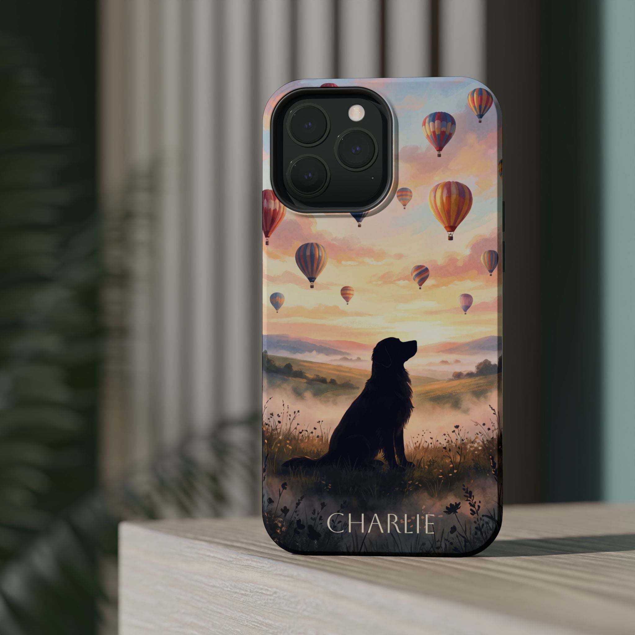 Personalized Golden Retriever Hot Air Balloon Phone Case — Wireless Charging Cover
