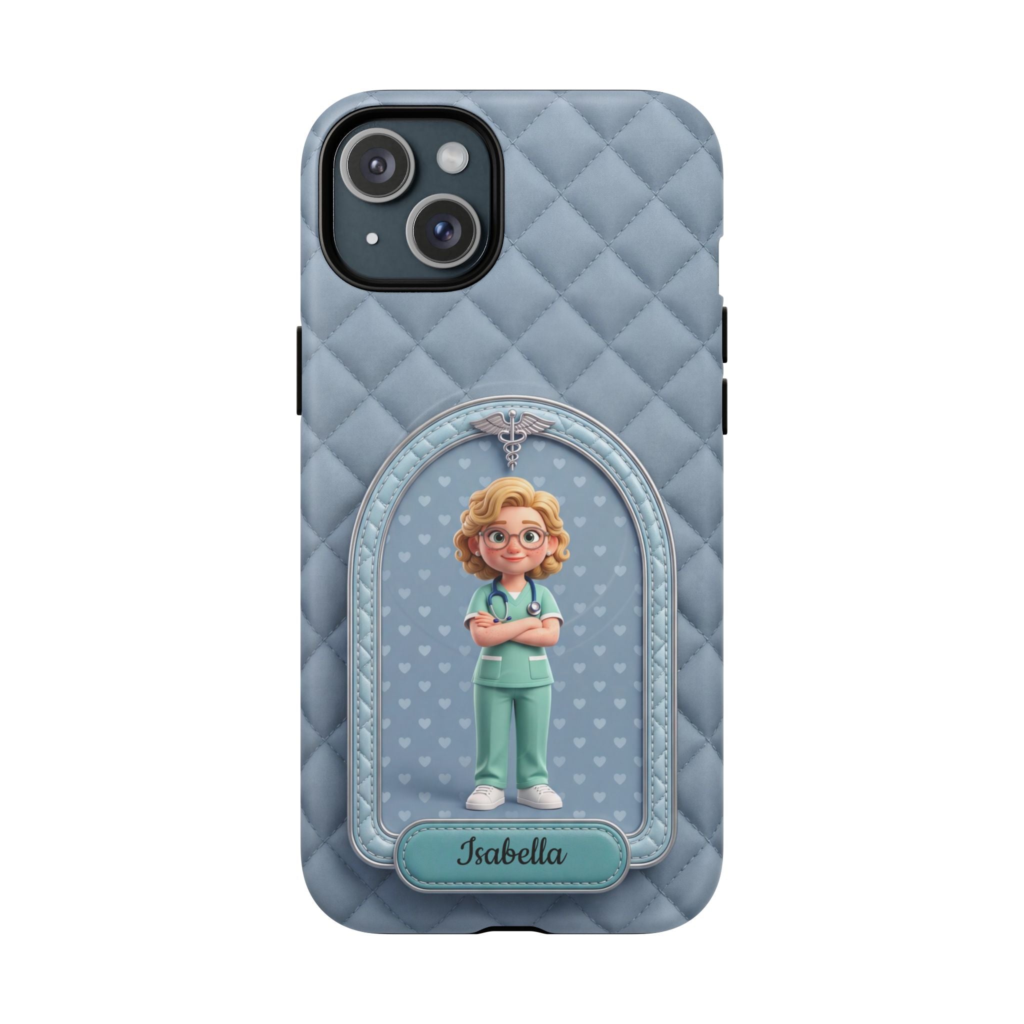 Personalized Nurse Phone Case | Quilted Badge Design, Custom Name iPhone Case