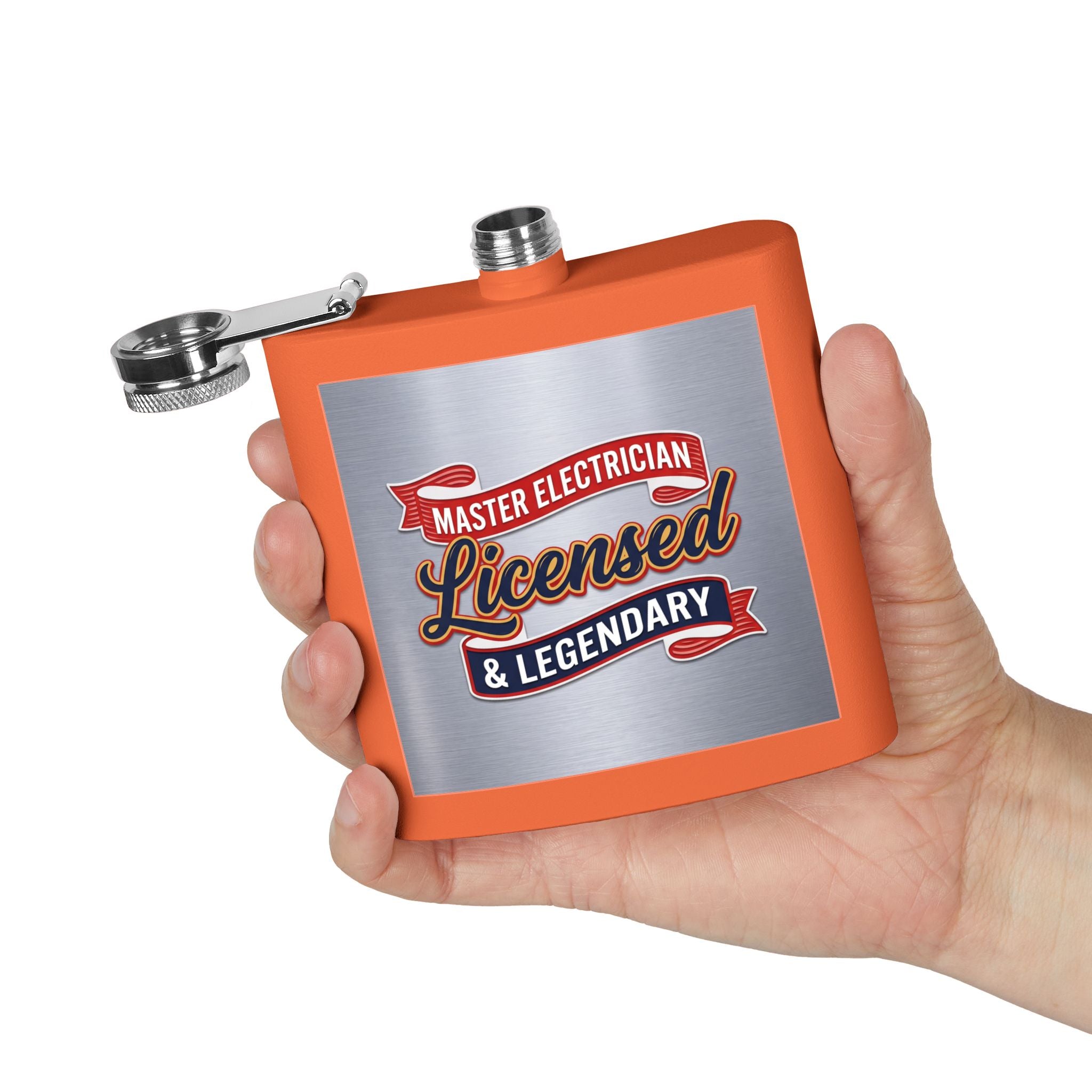 Flask — "Master Electrician: Licensed & Legendary" (Crest Edition) 6oz Stainless Steel Hip Flask