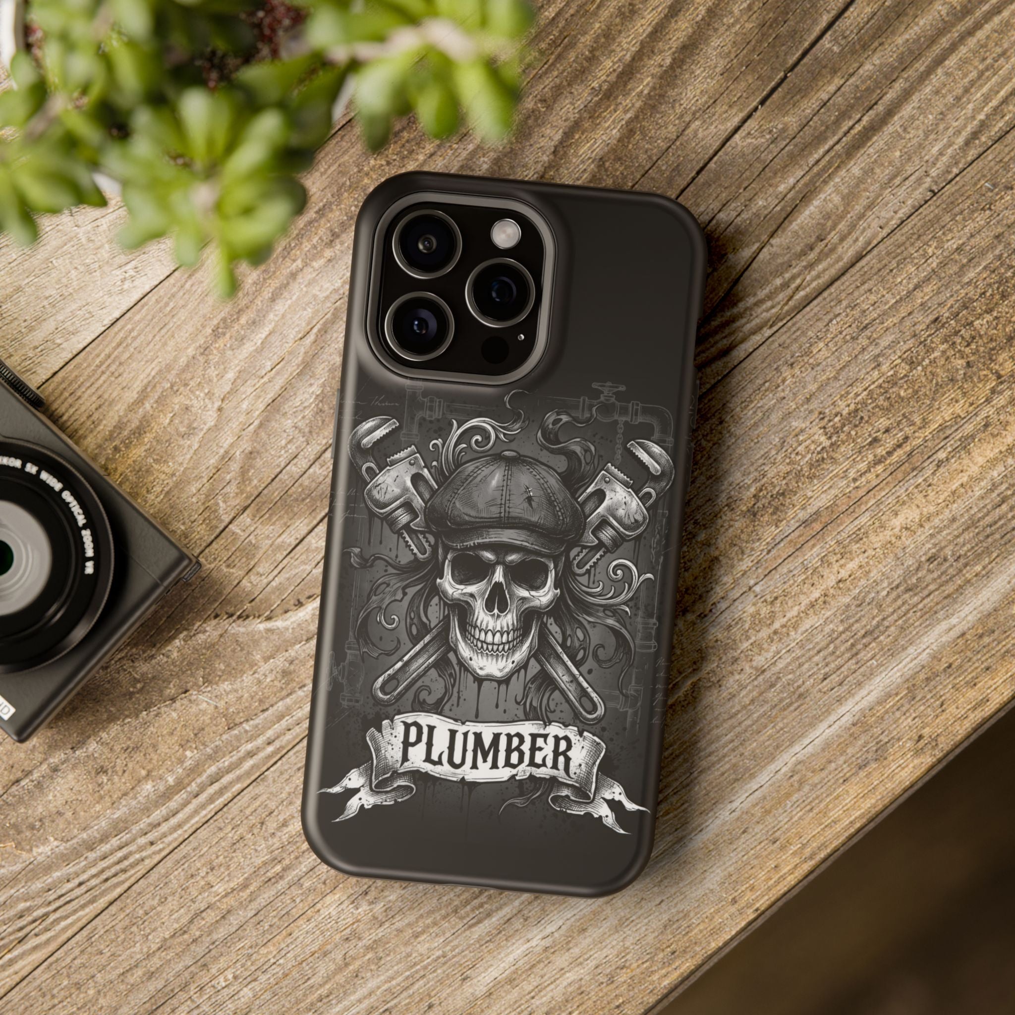 Skull & Wrenches Plumber Phone Case — Wireless Charging Cover