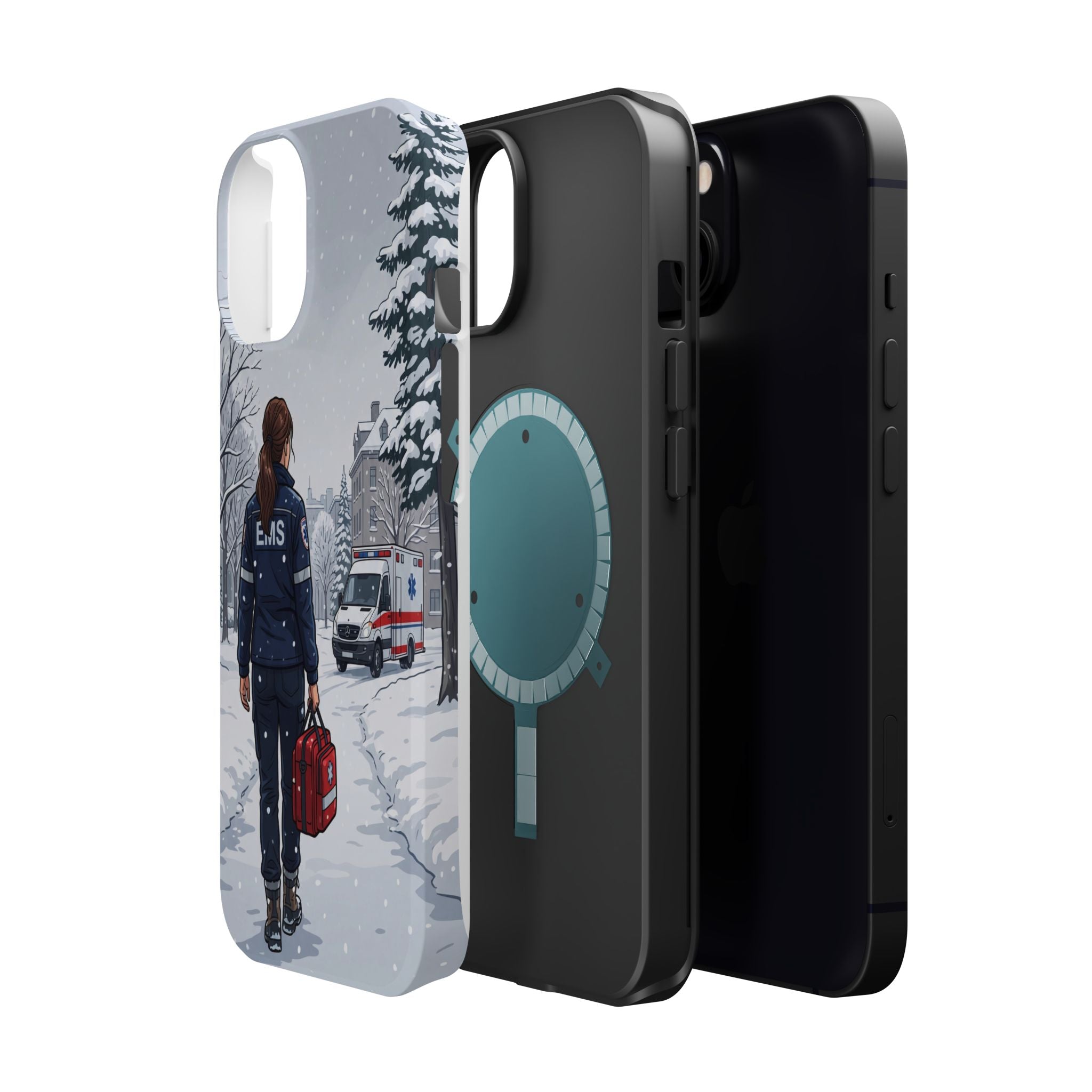 Paramedic/EMT Winter Phone Case — Magnetic Wireless Charging Cover