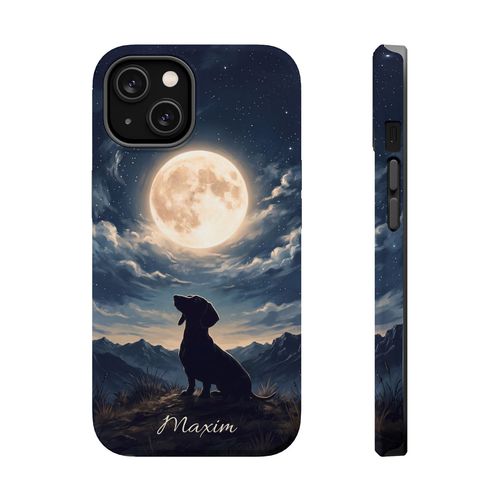 Personalized Dachshund Moonlight Phone Case — Wireless Charging Cover