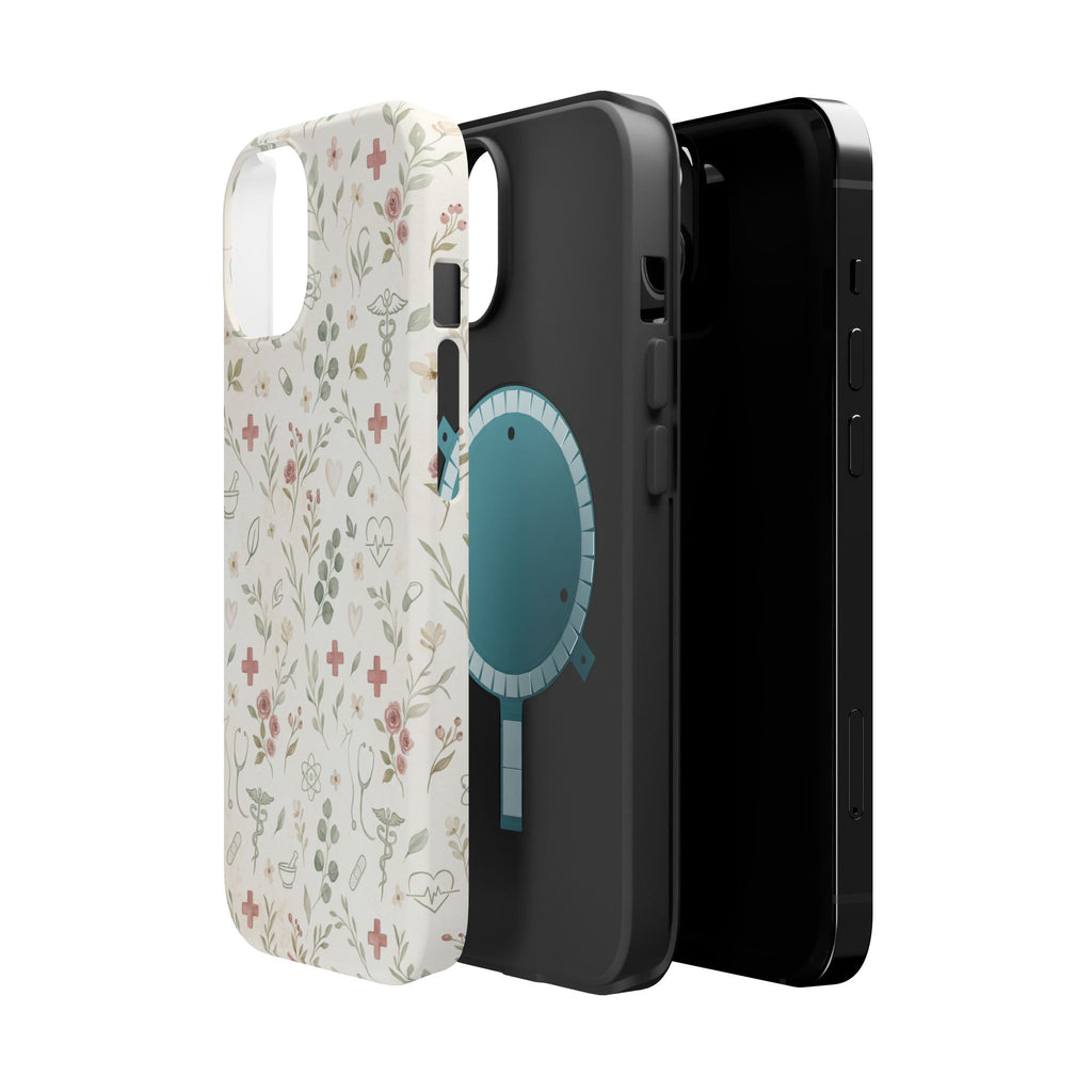 Floral Nurse Phone Case — Impact-Resistant Wireless Charging Cover