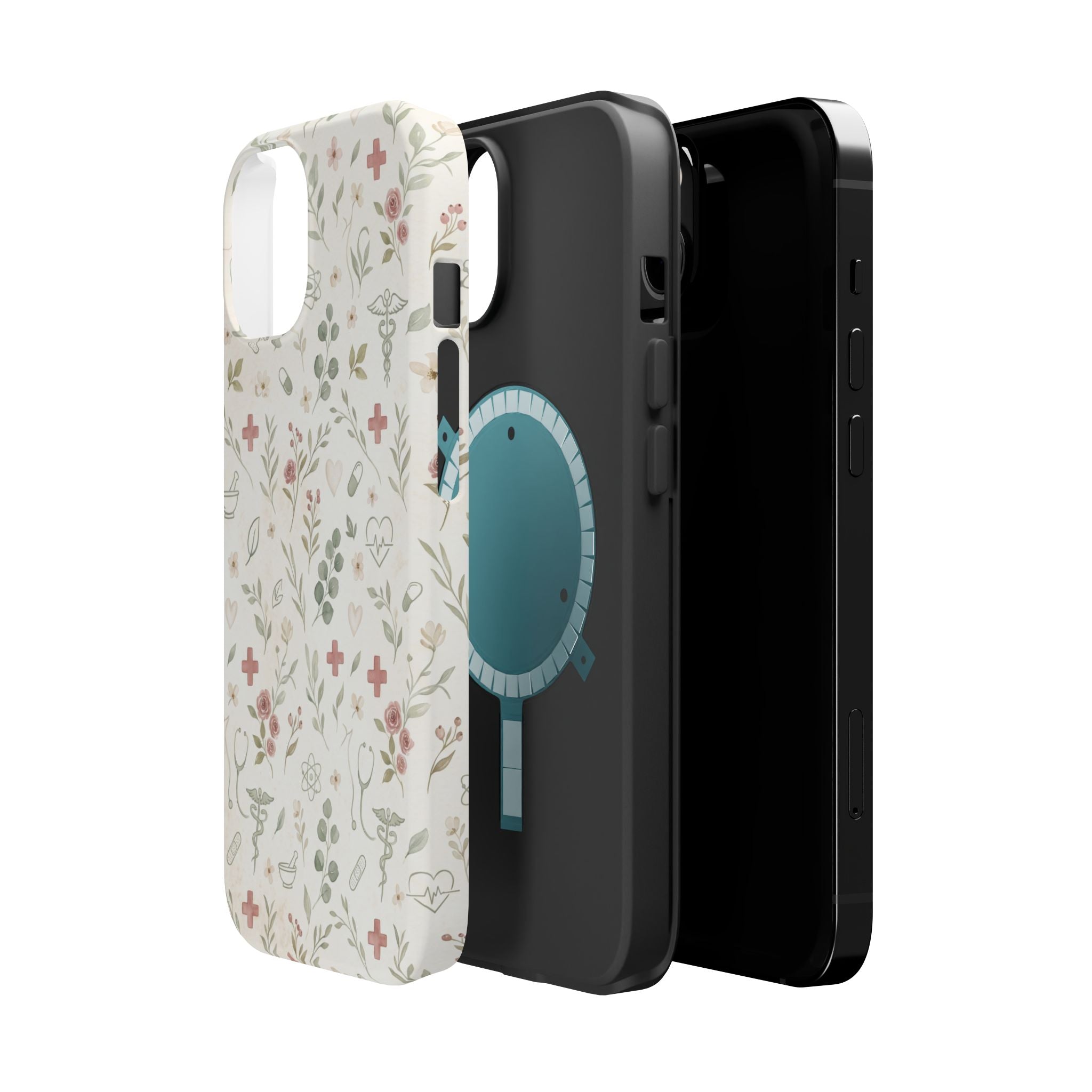 Floral Nurse Phone Case — Impact-Resistant Wireless Charging Cover