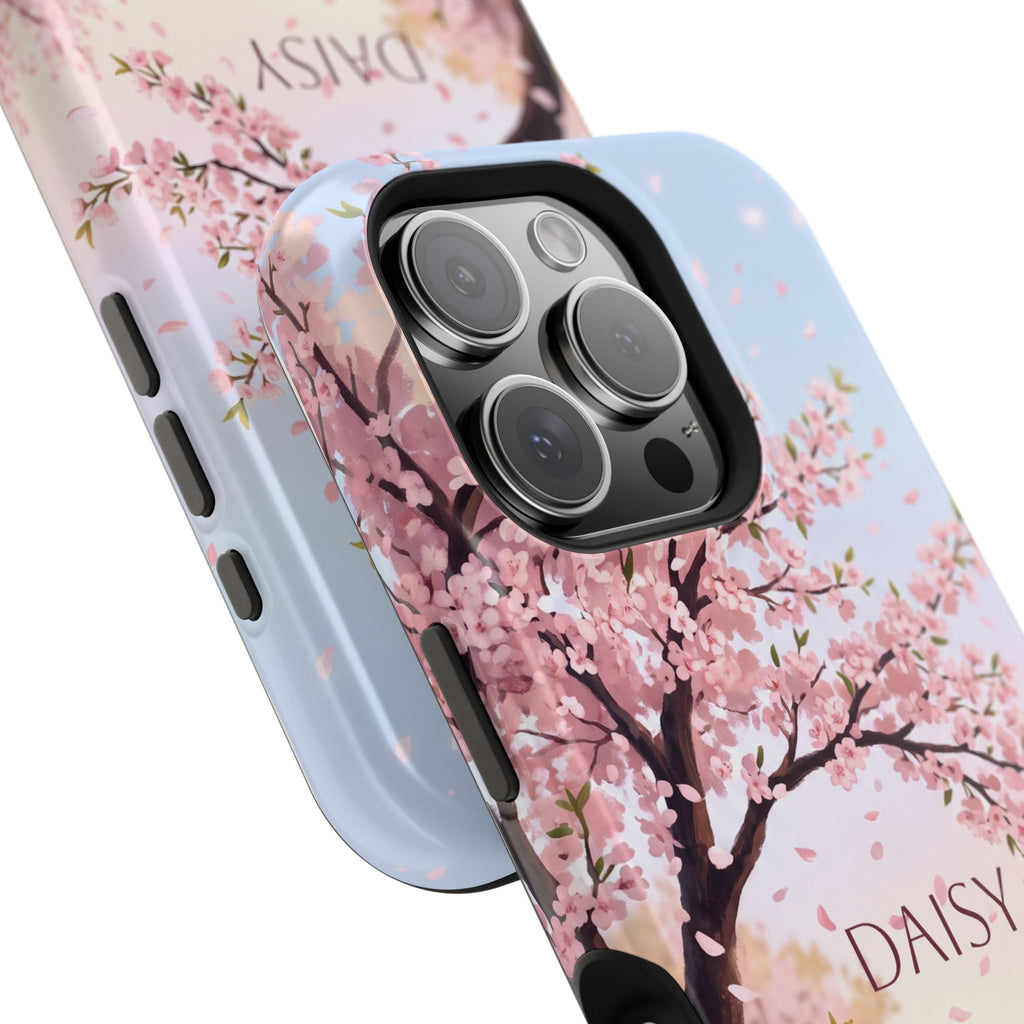 Personalized Dachshund Cherry Blossom Phone Case — Wireless Charging Cover