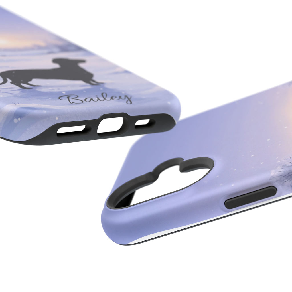 Personalized Dachshund Winter Snow Phone Case — Wireless Charging Cover
