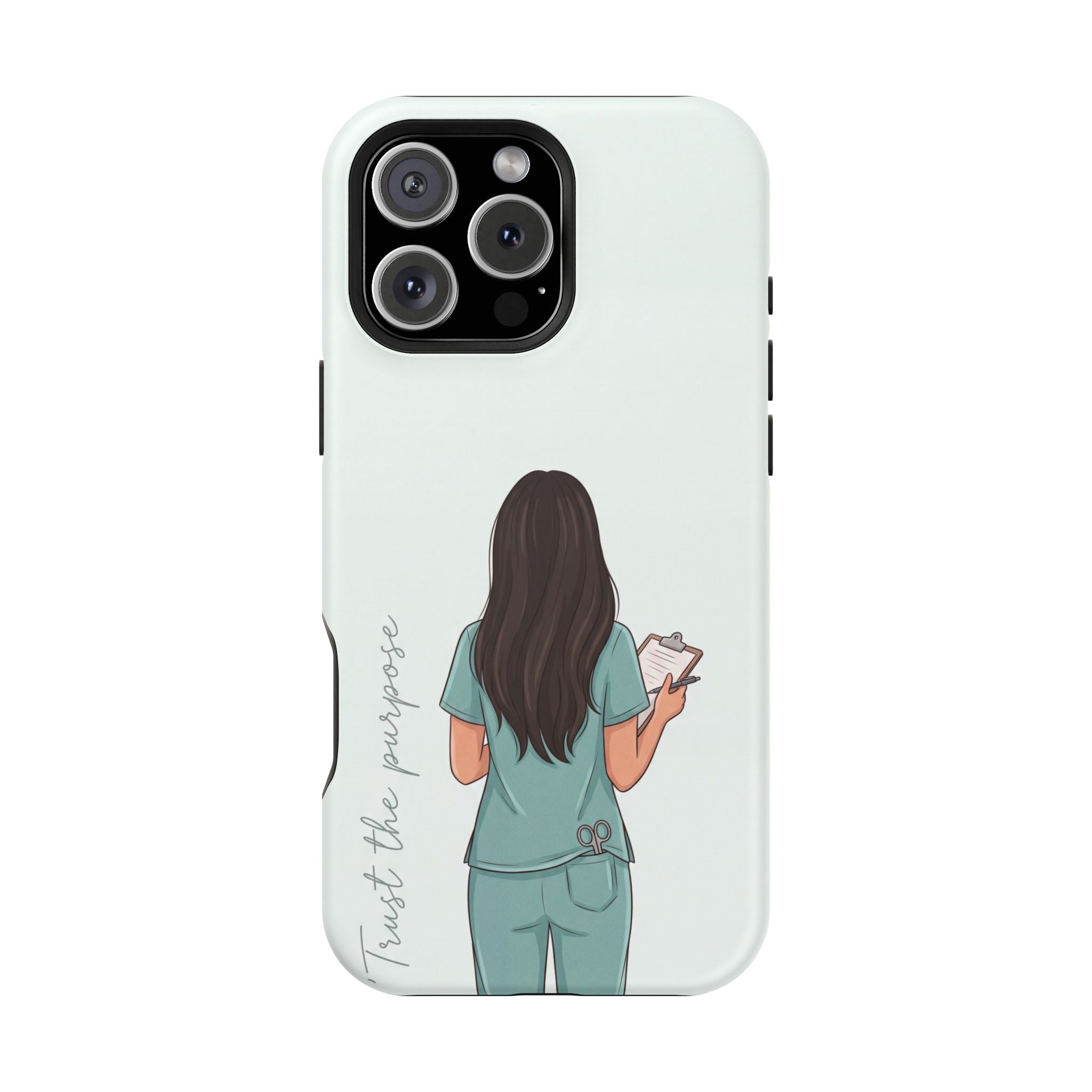 Nurse Illustration Phone Case — Impact-Resistant Wireless Charging Cover