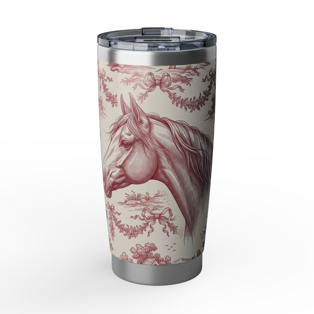 Horse Tumbler | Toile de Jouy Art — 20 oz Stainless Travel Mug