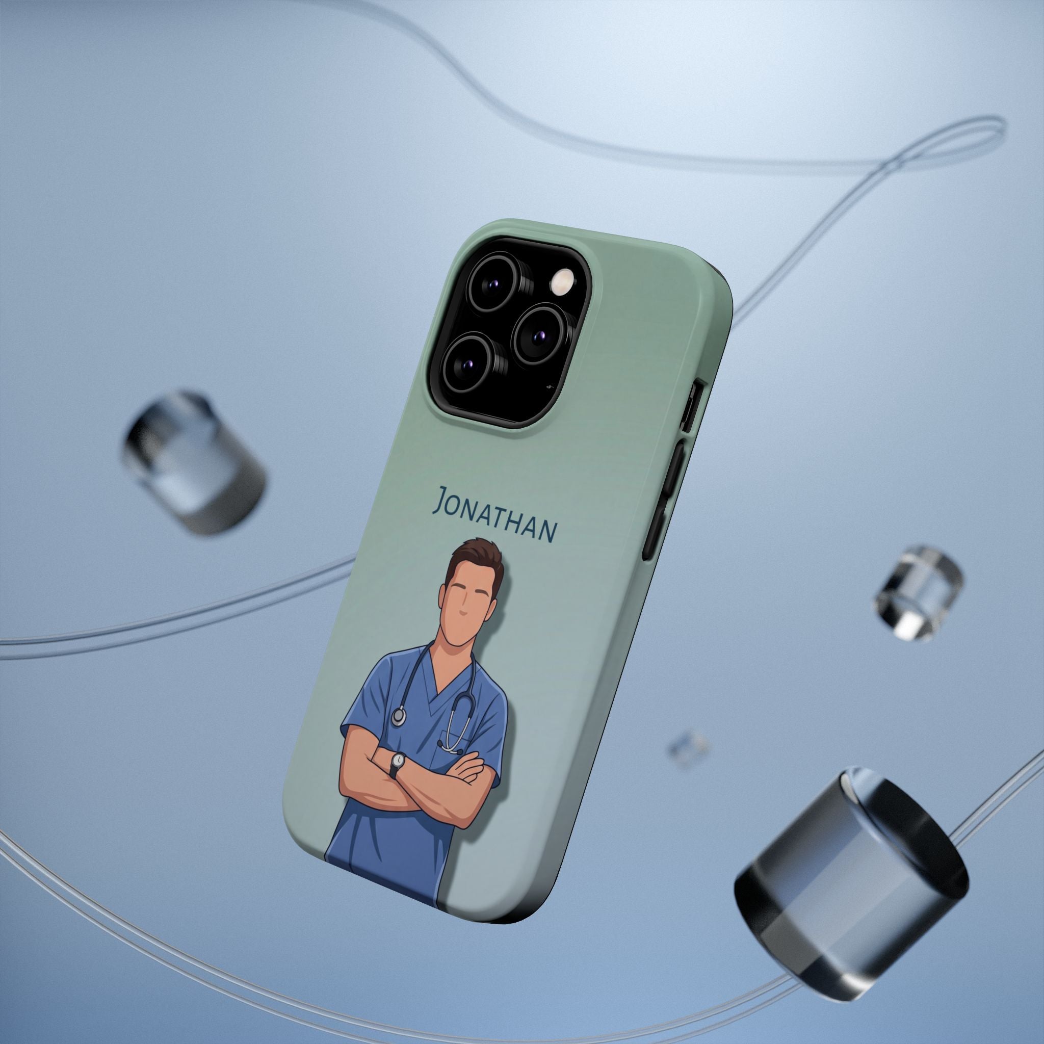 Personalized Nurse Portrait Phone Case — Impact-Resistant Wireless Charging Cover