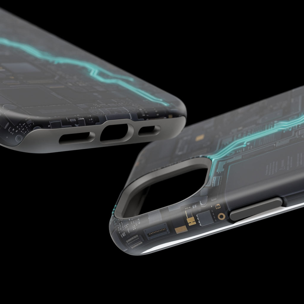 Cyan Bolt Electrician Phone Case — Electric Circuit Wireless Charging Cover