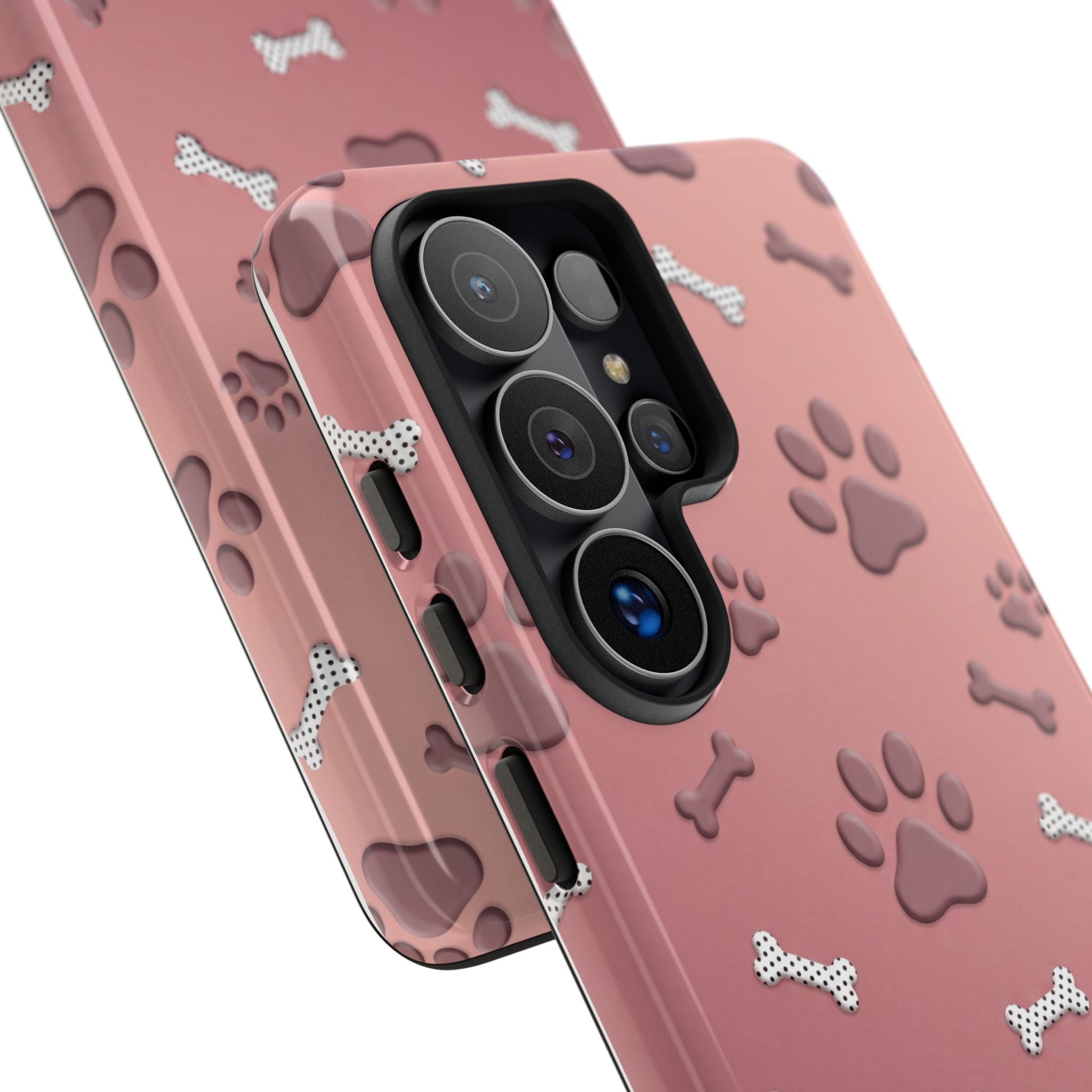 iPhone & Samsung Phone Case | Paw Print & Bone  | Dusty Rose Pattern Case for Frenchie Lovers