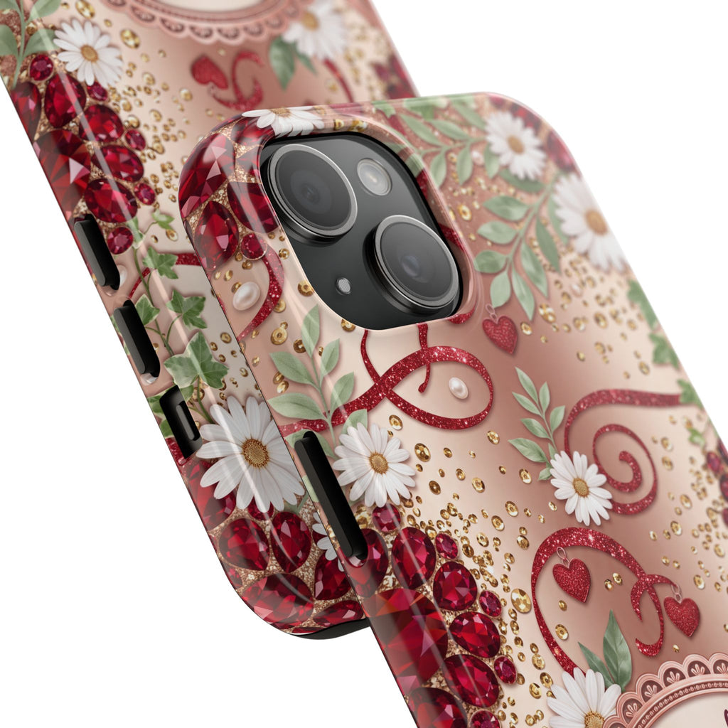 Personalized Teacher Phone Case — Custom Name and Message - Floral Jeweled Design