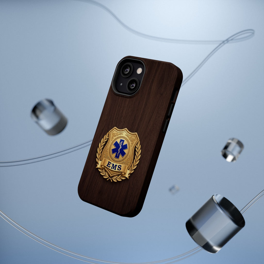 Gold EMS Laurel Badge Wood Phone Case — Magnetic Wireless Charging Cover