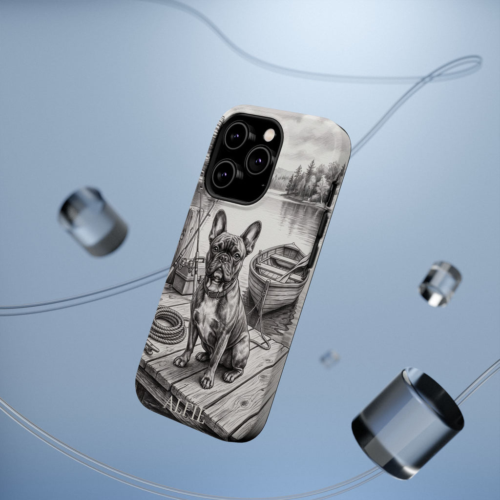 Personalized French Bulldog Lakeside Dock Phone Case — Wireless Charging Cover