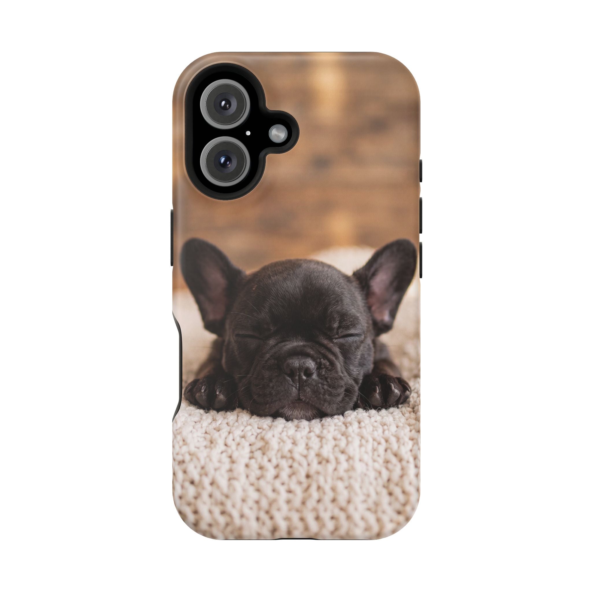 Sleepy French Bulldog Phone Case — Impact-Resistant Wireless Charging Cover